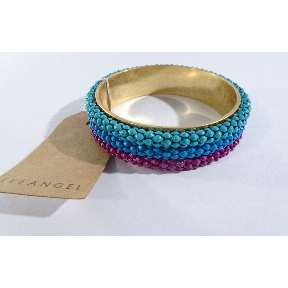 Lee Angel Neiman Marcus Women's Mesh Dot Bangle Bracelet NWT 195 Blue RAINBOW